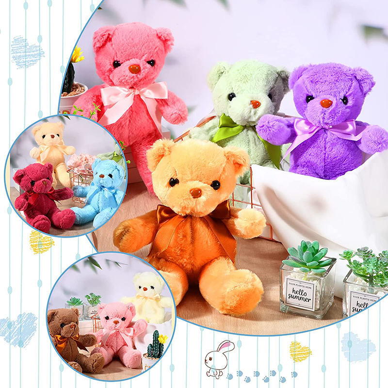 wholesale customize multi color teddy bear with bowknot plush toys peluche teddy bear stuffed toy for gift