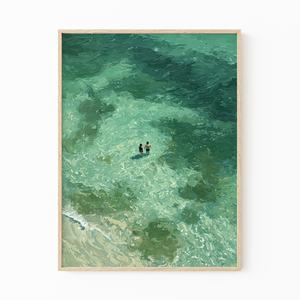 Peinture à l'huile abstraite verte contemporaine, peinture à l'huile horizontale, paysage marin minimaliste, art mural texturé pour la maison et la galerie - Product Image 2