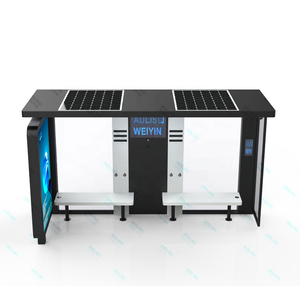 Abri de station de bus intelligent en acier avec boîte lumineuse LED, <span class=keywords><strong>panneau</strong></span> d'affichage <span class=keywords><strong>publicitaire</strong></span> à énergie <span class=keywords><strong>solaire</strong></span> 12V, directement de l'usine - Product Image 3