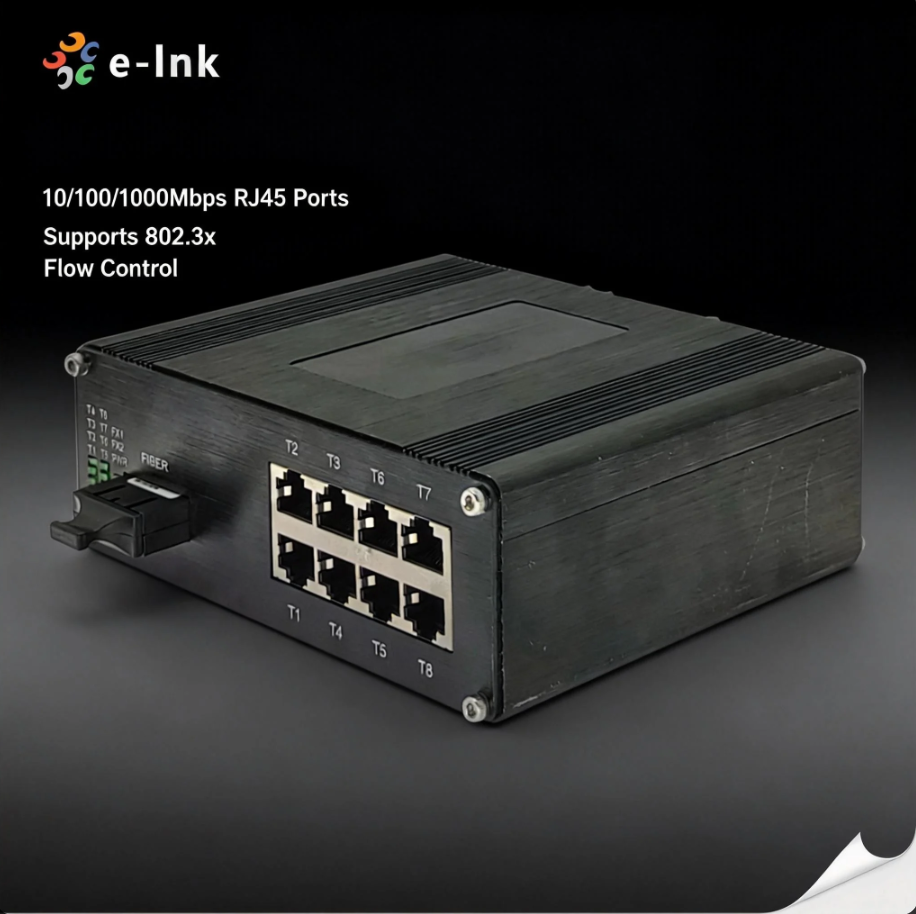 8-Port 10/100/1000Base-T Industrial Switch with Wide Temperature Range -40&deg;C to 80&deg;C Redundant Power