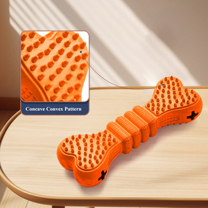 천연 고무 친환경 강아지 뼈 모양 씹는 장난감 부드러운 <span class=keywords><strong>3D</strong></span> 치아 클리너 음식 퍼즐 포함 할로윈 및 크리스마스용 - Product Image 3