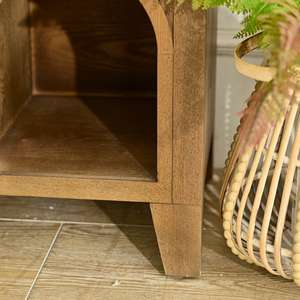 INNOVA Home Living Room Farmhouse Accent Arched Design <b>Display</b> Shelf Brown Color Wooden Storage <b>Cabinet</b> - Product Image 6