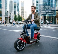 Scooter électrique Citycoco 1000W 48V 20Ah au lithium pour adultes - Modèle avec mini-siège, éclairage LED, freins à disque, autonomie de 50-60 km, affichage numérique