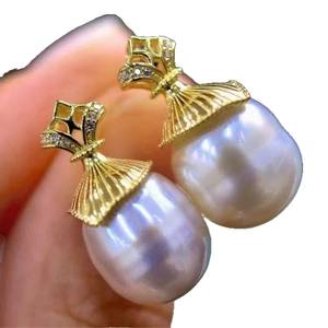 Accessoires en perles DIY 22575, clous d'oreille en argent S925, support creux pour cache-cernes avec perles de 9 à 13 mm, boucles d'oreilles élégantes en argent - Product Image 4