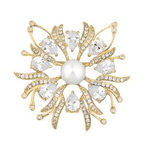 เข็มกลัดแฟชั่นผู้หญิงสุดหรู ประดับคริสตัล ไข่มุก และเพชรเทียมรูปดอกไม้ไฟ สำหรับงานแต่งงาน งานปาร์ตี้ และตกแต่งเสื้อผ้า - Product Image 1