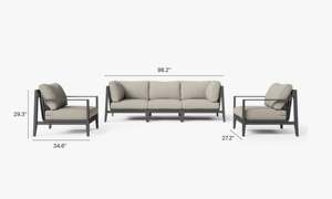 Ensemble de salon de <span class=keywords><strong>jardin</strong></span> en aluminium AJUNION, mobilier d'extérieur, ensemble de luxe, fauteuils, ensemble de salon, canapés de <span class=keywords><strong>jardin</strong></span> avec coussins en mousse à mémoire de forme - Product Image 2
