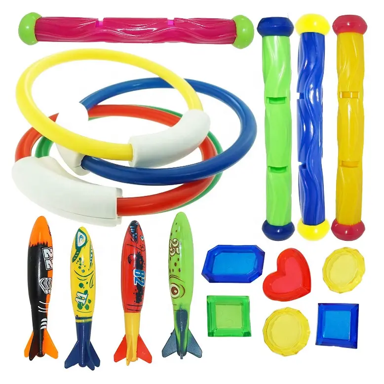 New Arrival 17 PCS Diving Pool Toys Jumbo Set Underwater Swimming Diving Holiday Toys Bundle Gift Toys Pool Games