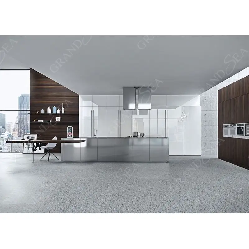 Кухонный шкаф из нержавеющей стали, модульный кухонный современный дизайн, комплект кухонного шкафа, простой стиль
