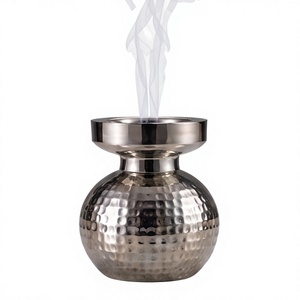 Metal <b>Incense</b> Burner Silver Hammered Spherical Censer <b>Cone</b> Ash Catcher Holder Wholesale - Product Image 1