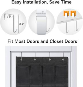 Heavy-Duty 24 Pockets Hanging <b>Shoe</b> Organizer, Non-woven Clear PVC Mesh with Metal <b>Hooks</b>, for Dorm & Bedroom Storage Bag - Product Image 3