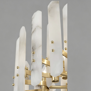 Lustre en albâtre fabriqué en laiton massif pour salon, salle à manger, hôtel, 110V standard - Product Image 3