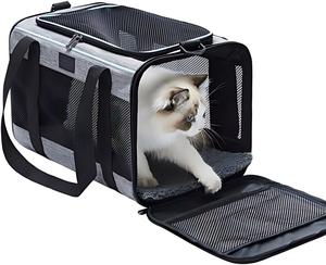 Sac de transport portable et réglable <span class=keywords><strong>en</strong></span> polyester pour animaux de compagnie, compatible avec les sacs à main et les sièges auto, idéal pour les sorties, les voyages et le transport des chats - Product Image 2