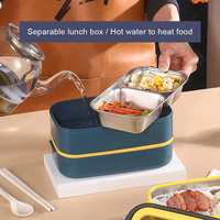 IKITCHEN Boîte à lunch chauffante à 2 étages, écologique, compatible micro-ondes, en acier inoxydable, boîte à lunch bento pour enfants