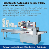 Machine d'emballage rotative automatique de haute qualité pour bandages stériles en gaze de crêpe, tampons, rouleaux et produits carrés