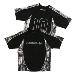 HEALY Custom Piping Camisa De Futebol Jersey Homens Streetwear Roupas Color Block Patchwork Preto Real Tree Camo Camisas De Futebol - Product Image 1