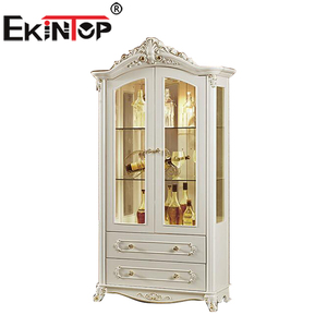 Ekintop modern corner wine cabinet luxury glass living room wood bar cabinet