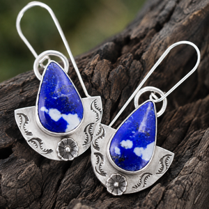 Orecchini pendenti vintage bohémien blu intenso da donna, gioielli di moda di tendenza - Product Image 4