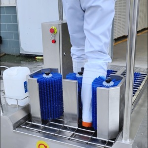 Volledig automatische, elektrische, tweebaans reinigingsstation van roestvrij staal voor schoenen en handen, met zelfreiniging. - Product Image 6
