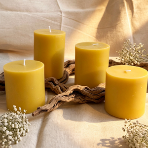 Bougies cylindriques en cire d'abeille, style européen, pour église, prière, salle de méditation bouddhiste, arrangement lumineux, sans fumée, naturelles, semi-artisanales, Chine - Product Image 2