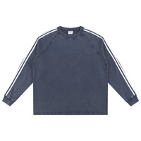 T-shirt à manches longues raglan en coton peigné 360 GSM, coupe oversize, effet délavé, style vintage, streetwear hip-hop pour homme, vente en gros