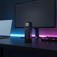 AOTECH Hub USB 3.0 Multiport Kompatibel Berbahan Aluminium Alloy, Pembaca Kartu CF SD/TF 6 Port, Docking Station Laptop Warna Hitam (Ready Stock)