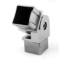Support de main courante carré 40x40mm, connecteur réglable avec finition polie miroir brossé pour rampe d'escalier