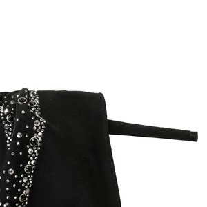 Bottines <span class=keywords><strong>noires</strong></span> à strass pour femmes, à bout pointu, talons hauts, style western glamour, souples, pour l'automne et l'été, rehaussant la silhouette - Product Image 6