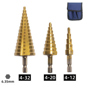 ชุดดอกสว่านเจาะรูทรงเจดีย์แบบตรง ยี่ห้อ Yunbei ด้ามจับหกเหลี่ยม เคลือบไทเทเนียม ชุดดอกสว่านขั้นบันได 4 ชิ้น - Product Image 4