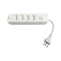 Multiprise 4 prises 3 broches 10A 250V blanche haute capacité pour la maison ou le bureau – Brésil