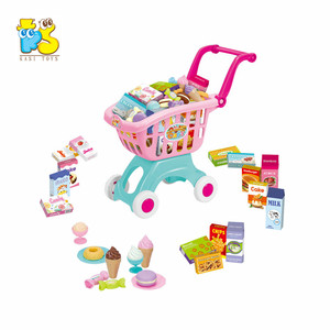 Jouets de <span class=keywords><strong>supermarché</strong></span> roses pour enfants, ensemble de jeu d'imitation, chariot de courses en plastique - Product Image 4