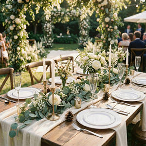 Juego de 100 Platos Desechables de PET, 50 Platos para Cena, 50 Platos para Ensalada, Libres de BPA, Ecológicos, Resistentes al Agua, Aptos para Microondas, Borde Dorado, Duraderos - Product Image 3