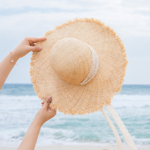Wholesale Custom Logo Natural Raffia Seaside Summer Sunshade Large <strong>Straw</strong> Hat and <strong>Visor</strong> for Women for Outdoor &amp; Travel Scenes - Product Image 1