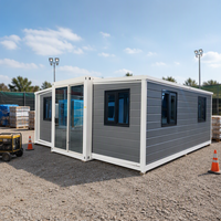 Maison conteneur extensible et respirante de 20 pieds, unité de logement préfabriquée pliable et portable pour camping, bureau, bâtiment, chambre, chantier
