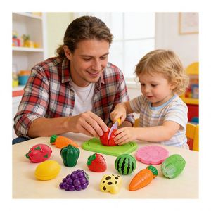 Kids <b>Pretend</b> Kitchen Toy <b>Food</b> Set with Cutting Fruit & Vegetable for Children's Role Play-Educational Plastic Toy for Ages 12+ - Product Image 3