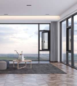 Ventana plana interna doble Serie 100 moderna, aislamiento acústico, ventanas abatibles de seguridad a prueba de viento e impermeables - Product Image 1