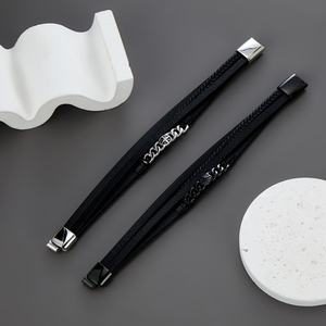 Chunky Vintage Durable Exquisite Workmanship Waterproof Four Layers of Leather Chucky Fashion <b>Bangle</b> Bracelet Jewelry <b>for</b> <b>Men</b> - Product Image 3