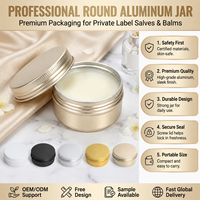Pot en aluminium rond doré professionnel avec logo personnalisé, couvercle à vis sécurisé, conteneur métallique pour emballage de baume de marque privée haut de gamme