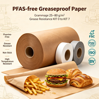 Papier alimentaire anti-graisse sans PFAS, personnalisé pour emballer les sandwichs, les hamburgers, les poulets frits, les emballages de restauration rapide
