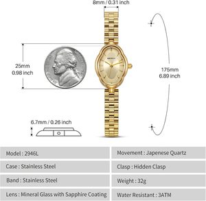 BERNY or montre à Quartz de luxe pour femme Design Vintage délicat mouvement japonais 3ATM étanche bande en acier inoxydable numérique - Product Image 6
