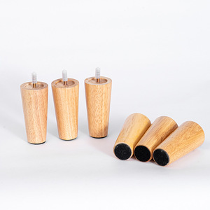 Patas de sofá de madera de caucho para exportación, cónicas, color madera natural, patas de madera maciza para mueble de TV, varilla roscada M8, patas de sofá de madera. - Product Image 1