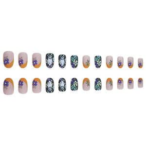 Halloween estilo lindo Prensa en <span class=keywords><strong>uñas</strong></span> postizas <span class=keywords><strong>amarillo</strong></span> francés fantasma calavera flor <span class=keywords><strong>diseño</strong></span> corto cuadrado <span class=keywords><strong>amarillo</strong></span> <span class=keywords><strong>uñas</strong></span> artificiales - Product Image 6