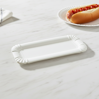 Assiettes en papier rectangulaires jetables épaissies de qualité alimentaire pour gâteaux, barbecues, fêtes, activités créatives en maternelle 9x6 pouces