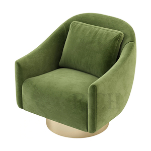 <span class=keywords><strong>Fauteuil</strong></span> confortable contemporain, pivotant, en tissu et velours vert, pour salon et hôtel, moderne - Product Image 2