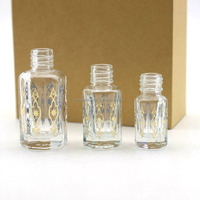 Flacons d'attar fantaisie octogonaux de 3 ml, 6 ml, 12 ml avec bâtonnet en verre, flacon d'huile de parfum en verre avec bouchon en aluminium doré