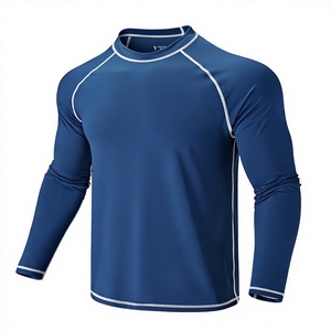 Camiseta de compresión y pantalones cortos para hombre con logo personalizado, manga larga, de secado rápido, transpirable, con protección UV, para gimnasio. - Product Image 1