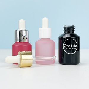 Customized Design Essential Oil <b>Bottles</b> High-end Cosmetic Packaging 15ml 30ml Matte pink Glass <b>Dropper</b> <b>Bottle</b> with Aluminum Cap - Product Image 4