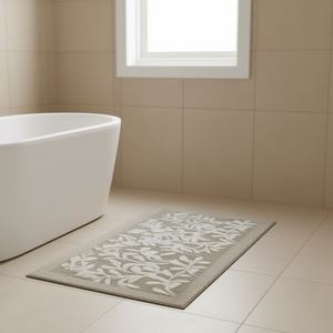 Tapis de bain en coton tufté rectangulaire 24x60 pouces, confortable, antidérapant, pour salle de bain, design moderne - Product Image 2