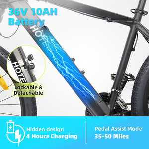 Bicicleta Eléctrica de Montaña con <span class=keywords><strong>Motor</strong></span> de Cubo Trasero de 350W, Batería de Litio de 36V 10AH, Freno de Disco, Neumático de 26 Pulgadas para Desplazamientos y Senderismo - Product Image 2