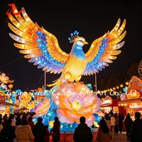 Lanterne géante LED Zigong en forme de fleur et d'oiseau, étanche, durable, pour extérieur, statue florale de luxe pour spectacle lumineux nocturne