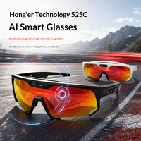 Lunettes Intelligentes IA HH525C 12MP pour Cyclisme en Extérieur, Enregistrement Photo/Vidéo, Stabilisation d'Image pour Appels, Contrôle Vocal Tactile, Monture PC